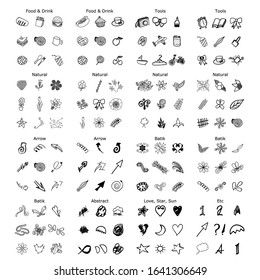 Mega collection design icon. Sketch icon isolated on background. Hand drawn sketch.
