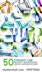 Mega collection digital technology speed motion abstract backgrounds - straight lines pattern designs. Designs for web banner, business cover design, advertising presentation and promotional message