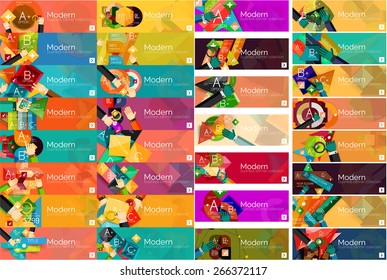 Mega colección de banners de diseño plano infográficos con pegatinas a la venta y otros