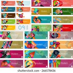 Mega colección de banners de diseño plano infográficos con pegatinas a la venta y otros