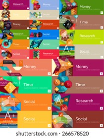 Mega coleção de banners infográficos de design plano com adesivos para venda e outros