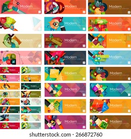Mega collection of flat design infographic banners with stickers for sale and other