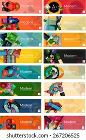 Mega collection of flat design infographic banners with stickers for sale and other