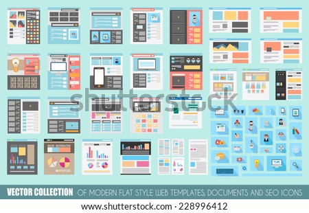 Mega Collection of Flat Style Website templates, Sheets, Icons, Social Network layouts, generic blogs, video portals and so on.