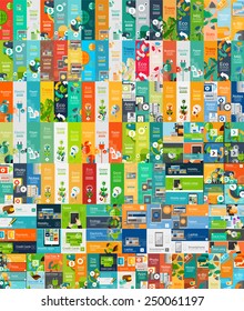 Mega collection of flat web infographic concepts and banners, various universal set