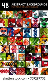 Mega collection of geometric abstract background templates - line, square, rectangle and arrow pattern design elements for web banner, advertising presentation and promotional message. Vector