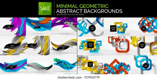 Mega collection of geometric abstract backgrounds. Modern vector minimal templates