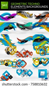 Mega collection of geometric abstract backgrounds. Modern vector minimal templates