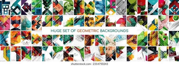 Mega collection of geometric backgrounds. Abstract backgrounds bundle for wallpaper, banner, background, landing page, wall art, invitation, prints, posters