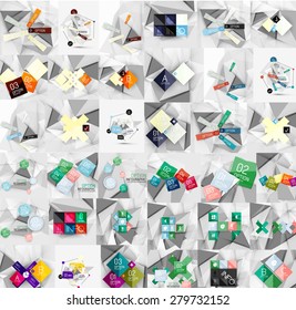 Mega colección de banners geométricos de estilo de papel. Ilustración del vector