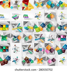 Mega coleção de banners de estilo de papel geométrico. Ilustração vetorial