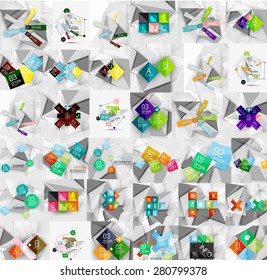 Mega collection of geometric paper style banners. Vector illustration