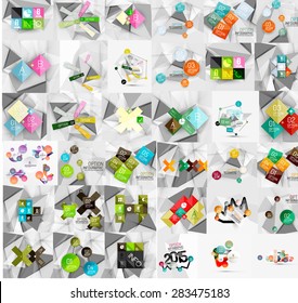 Mega collection of geometric paper style banners. Vector illustration