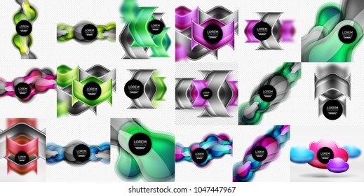 Mega collection of geometric shape abstract backgrounds. Vector illustration
