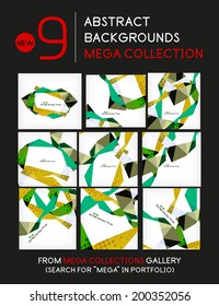 Mega collection of geometric unusual backgrounds made of stylized paper color lines in white space - 9 banner templates