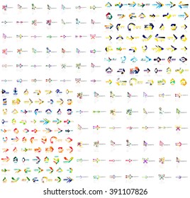 Mega colección de plantillas de logotipo geométricas abstractas, iconos de negocios con el estilo de papel origami con el texto de ejemplo. Ilustración del vector