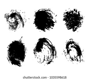 Mega collection of Hand drawn abstract black paint brush strokes, box,heart, round, oval, circle, rectangle, border. Vector set of shapes, frames isolated on white background.