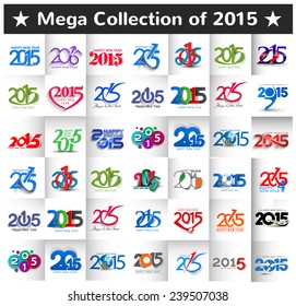 Mega Collection of Happy New Year 2015 Design Vector.