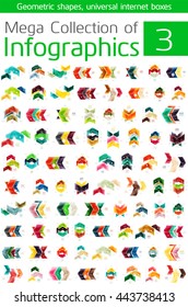 Mega collection of infographic templates - business icons for data, web banners with options and numbers, modern concepts