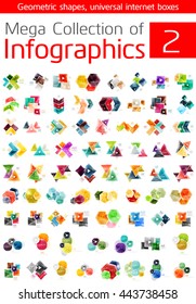 Mega collection of infographic templates - business icons for data, web banners with options and numbers, modern concepts