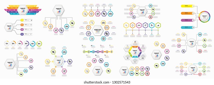 Mega Collection Of Infographics Vector. Set Business Data Visualization Design Template Infographics Timeline with Marketing Icons most useful can be used for workflow, presentation, diagrams, reports