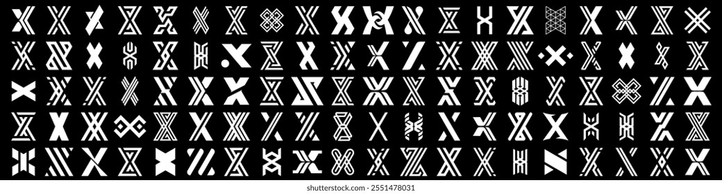 Mega collection letter x logo design. modern logotype x design with white color. vector illustration