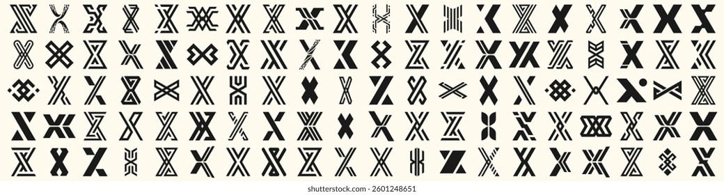 Mega collection letter x logo design. modern logotype x design with black color. vector illustration