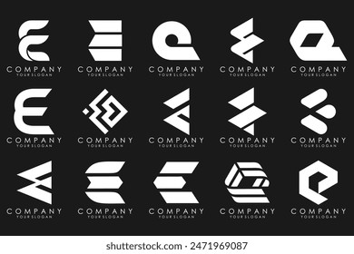 mega collection letters E logo design inspiration. Geometrical abstract logos