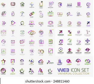 Mega collection of line design web logo icons. Vector icon set