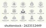 mega collection logo yoga life line minimalist. Yoga, Zen and Meditation logos inspiration.