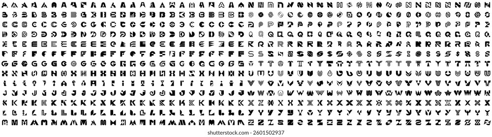 Mega collection Logos with letters. Geometrical abstract logos. Icon design	