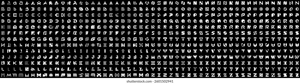 Mega collection Logos with letters. Geometrical abstract logos. Icon design	