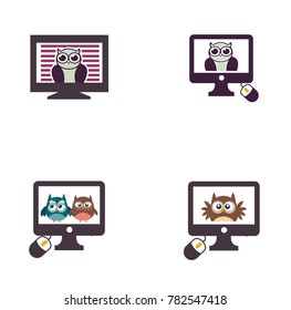 mega collection monitor book education vector logo owl logo pencil logo music logo