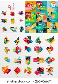 Mega collection of paper graphic banners, labels, infographic layouts, sale badges,