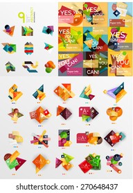 Mega collection of paper graphic banners, labels, infographic layouts, sale badges,