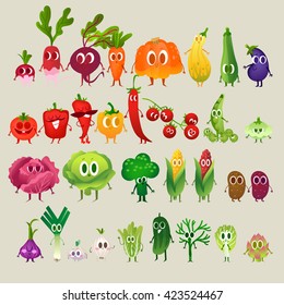 Mega collection of premium quality vector illustrations of vegetables. Cute illustration.