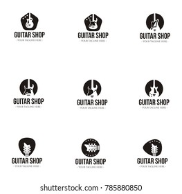 Mega collection Retro styled guitar shop logos eps 10 eps 8