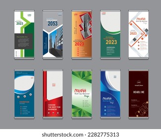 Mega Collection of Roll Up Banner Design,banner layout, advertisement, pull up, polygon background.