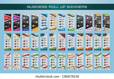 Mega Collection of Roll Up Banner. Set Of 36 standing banner template design.