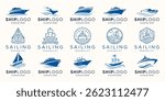 mega collection of Sailing boat logo vector, sail line boat sport, ship logo vector concept bundle.