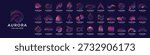 mega collection set aurora logos. aurora borealis big bundle abstract shape modern color branding.