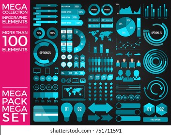 Mega Collection and Mega Set Infographic Elements Vector Design Eps 10