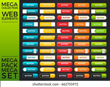 Mega Collection and Mega Set Web Elements, Buttons and Illustrations Vector Design Eps 10