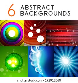 Mega collection of shiny smooth color abstract vector background. 6 design templates