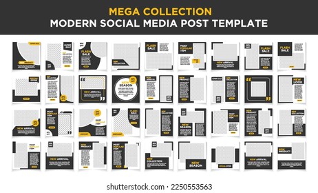 Mega collection social media post template set. Modern social media post bundle vector, Design editable template for social media posts