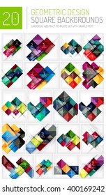 Mega collection of square geometric backgrounds and web boxes with option infographics sample text