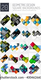 Mega collection of square geometric backgrounds and web boxes with option infographics sample text