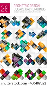 Mega collection of square geometric backgrounds and web boxes with option infographics sample text