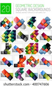 Mega collection of square geometric backgrounds and web boxes with option infographics sample text