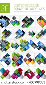 Mega collection of square geometric backgrounds and web boxes with option infographics sample text
